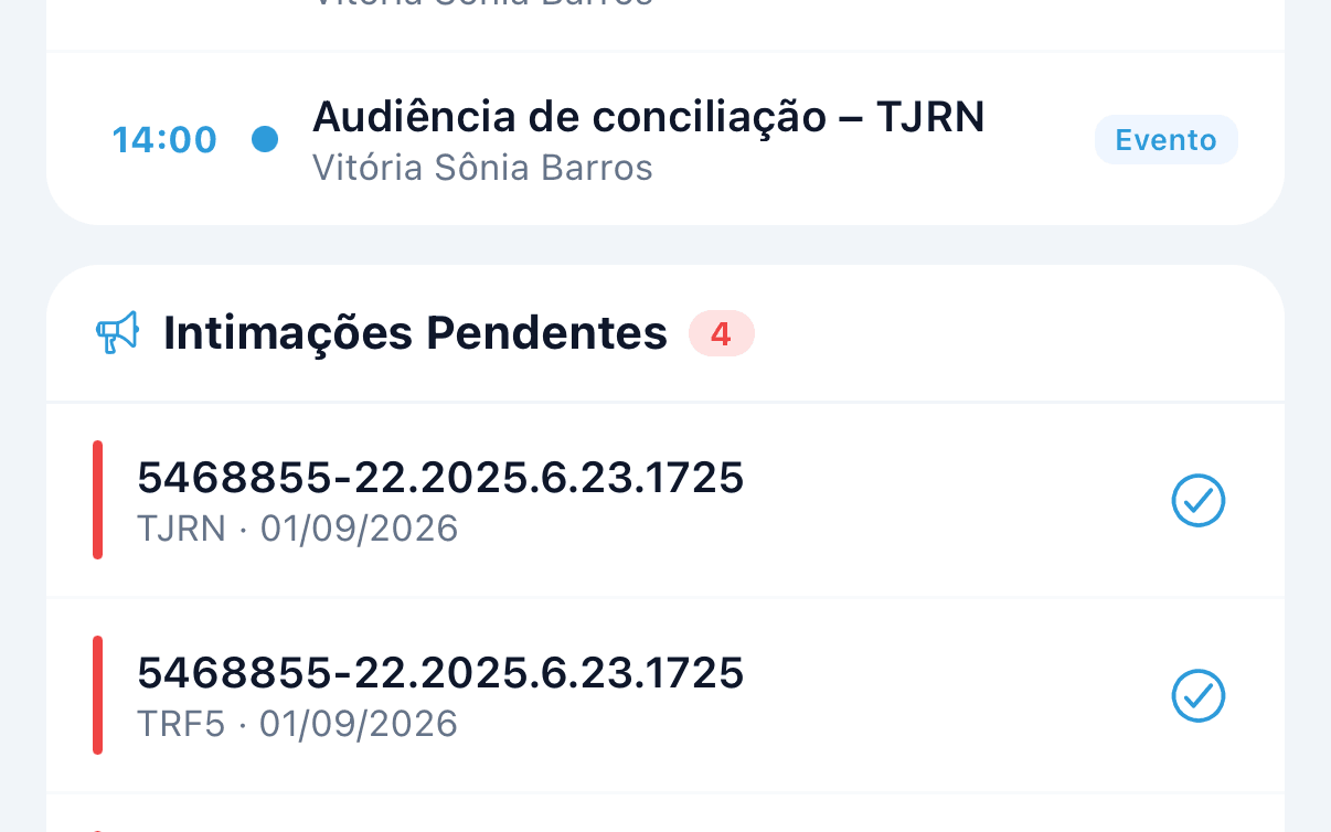 IntegraJUS aberto na tela de um celular